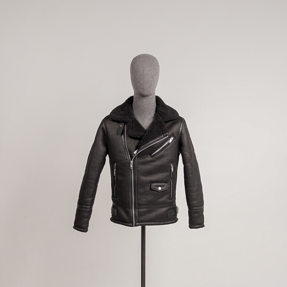 Zara faux leather fur collar biker jacket